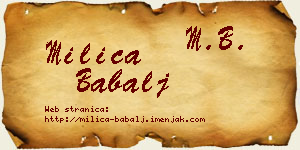 Milica Babalj vizit kartica